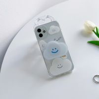 ✴✽ Cute Smiley Cloud Stand Transparen Phone Case For iPhone 12 11 Pro Max 7 8Plus SE 2020 X XR XS Max Cartoon Soft Capa Clear Cover