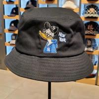 ☢✑☽ Bucket Hat NY ปักลาย Donald Duck พับได้ เหมาะกับเดินชายหาด สไตล์ชาวประมง หมวกบักเก็ต สําหรับผู้ชาย และผู้หญิง