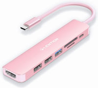 LENTION USB C Hub with 100W Charging, 4K HDMI, Dual Card Reader, USB 3.0 &amp; 2.0 Compatible 2022-2016 MacBook Pro, New Mac Air/Surface, Chromebook, More, Stable Driver Adapter (CB-CE18, Rose Gold)