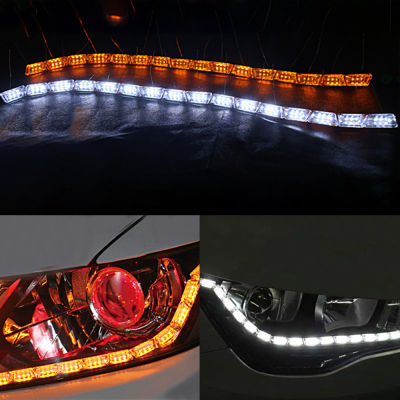 MODERN CAR Flow Flexible Switchback LED Knight Rider Strip Light Headlight Sequential Flasher Dual Color DRL Turn Signal Lights