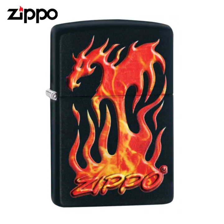 Zippo Flaming Dragon Design Black Matte Pocket Lighter ZippO 29735 ( Lighter Without Fuel