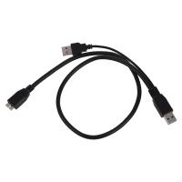 USB 3.0 Y-Cable Y Cable Micro Type B Male to Standard Type A Male Black