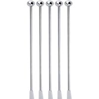 5 Pcs Reusable Swizzle Sticks Coffee Stirrers Beverage Stir Sticks Stainless Steel Cocktail Swizzle Sticks Silver Straight Rod Blender