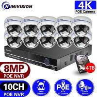 กล้องโดม10CH 4K POE ระบบกล้องวงจรปิด8CH กล้องบันทึกภาพ AI หน้า/เสียง8MP ชุดเฝ้าระวัง CCTV กันระเบิดกลางแจ้ง