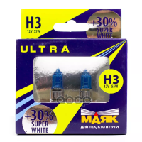 หลอดไฟฮาโลเจน H3 V 55 W pk22s Beacon ultra Super White 30 (ct. 2 PCS) 82320sw30ประภาคารหมายเลขสินค้า82320sw30