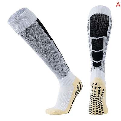 Laogeliang ถุงเท้าฟุตบอลสำหรับผู้ใหญ่ถุงเท้ากีฬาแห้งเร็วผ้าพันด้านล่างหนาติดกาวถุงเท้ากันลื่นและระบายอากาศได้ดี