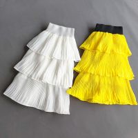 【CC】 Korean Pleated Skirts Hight Waist 3-Layer Folds mini Skirt Faldas Short