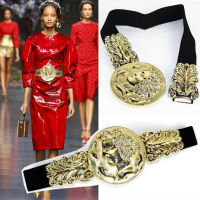 European and American catwalk metal waist chain shiny gold beauty head woman belt Luxury fashion designer belt 2020 new