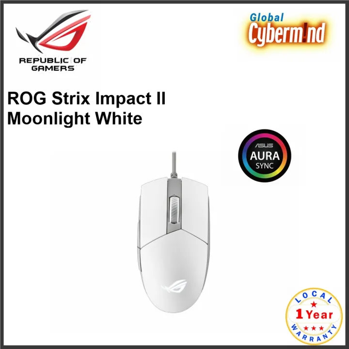 Asus Rog Strix Impact Ii Moonlight White Ambidextrous Style Ergonomics Gaming Mouse Featuring 6 0 Dpi Optical Sensor Push Fit Switch Socket And Aura Sync Rgb Lighting Brought To You By Global Cybermind Lazada Singapore