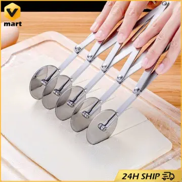 Juome 5 Wheel Pastry Cutter Stainless Pizza Slicer Multi-Round Dough Cutter Roller Cookie Pastry Knife Divider with Handle