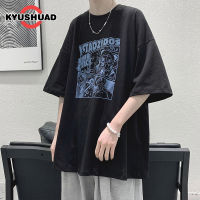 KYUSHUAD เสื้อยืดผู้ชายขนาดใหญ่สไตล์ฮิปฮอป,เสื้อผ้าคู่รักแขนสั้นเกาหลีแฟชั่นทรงหลวม