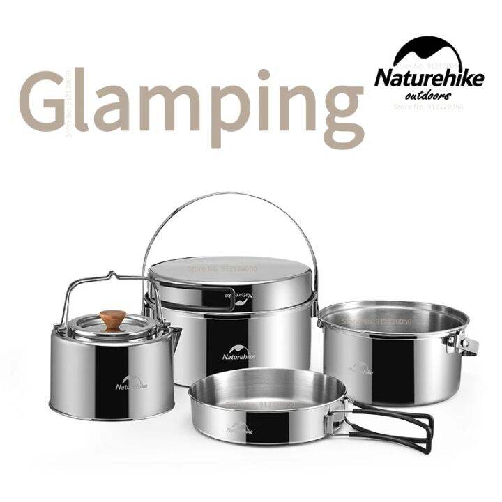 Naturehike 3in1 Stainless Steel Cookware Set Camping Nesting Storage