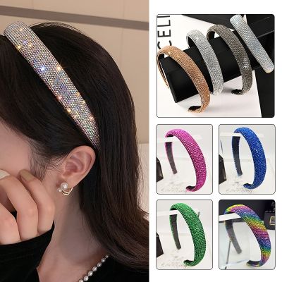 【YF】 Shiny Full Rhinestone Headbands Sparkly  Hair Hoop Crystal Beaded Hairbands Solid Color Head Non-slip Accessories