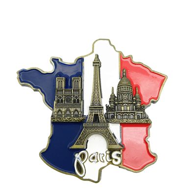 Creative 3D Metal Magnet France Map Fridge Sticker Resin Sticker Paris Tourist Souvenir Home Fridge Magnet Decoration