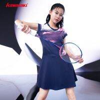 original 2023 New Fashion version Kawasaki/Kawasaki badminton sports dress V-neck short-sleeved one-piece sports skirt breathable and sweat-wicking