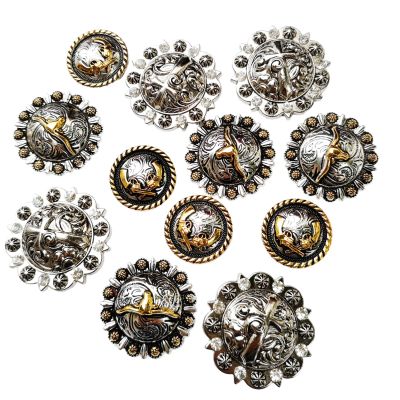 12pcs DIY Leathercraft Hardware American Western Texas Berry Conchos leather belt badge vintage buckle for bags