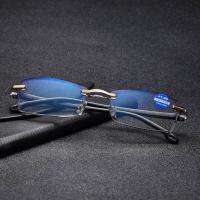 แว่นอ่านหนังสือ แว่นสายตายาว รุ่นปกป้องแสงสีฟ้า Reading Glasses Man Hyperopia Anti Blue Eyeglasses Male Rimless Eyewear Anti UV Reflective Protection Light