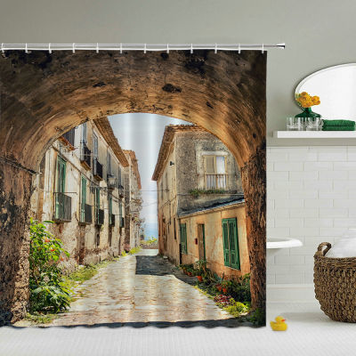 rural pastoral flower scenery shower curtains bathroom shower curtain 3D fabric bath curtain with hooks waterproof bath screen