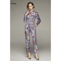 European and American Fashion All-Match Positioning Printed Shirt Pants Fashion Suit