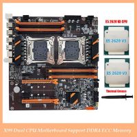 X99 Dual CPU Motherboard Support DDR4 ECC Memory Black PCB Motherboard+2XE5 2620 V3 CPU+Thermal Grease