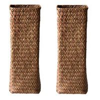 2X Rattan Flower Vase Bamboo Baskets Decoration Vases Flower Fruit Basket Flower Vase Tall Vases for Home Decor Brown