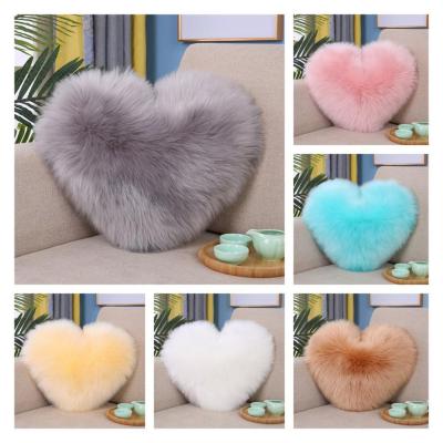 Delicate Heart Shaped Assorted Plush Pillow Cover Lightweight Pillow Doll Thick Shaggy Fluffy Sofa Pillow for Car
