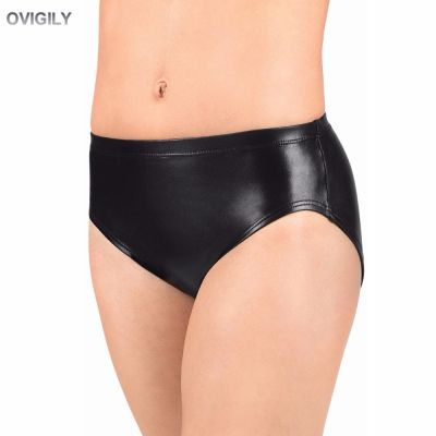 ✗┇ OVIGILY Women Black Low Elastic Waistband Dance Shorts Adults Metallic Performance Shorts Shiny Bottoms For Female