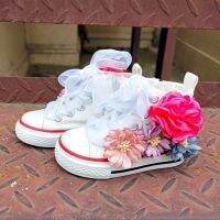 [Cocco figure-] For1-6T เด็ก DIY ดอกไม้รองเท้าวัลคาไน6-12เมตร BabyHand-MadeFloralShoes สำหรับเด็ก