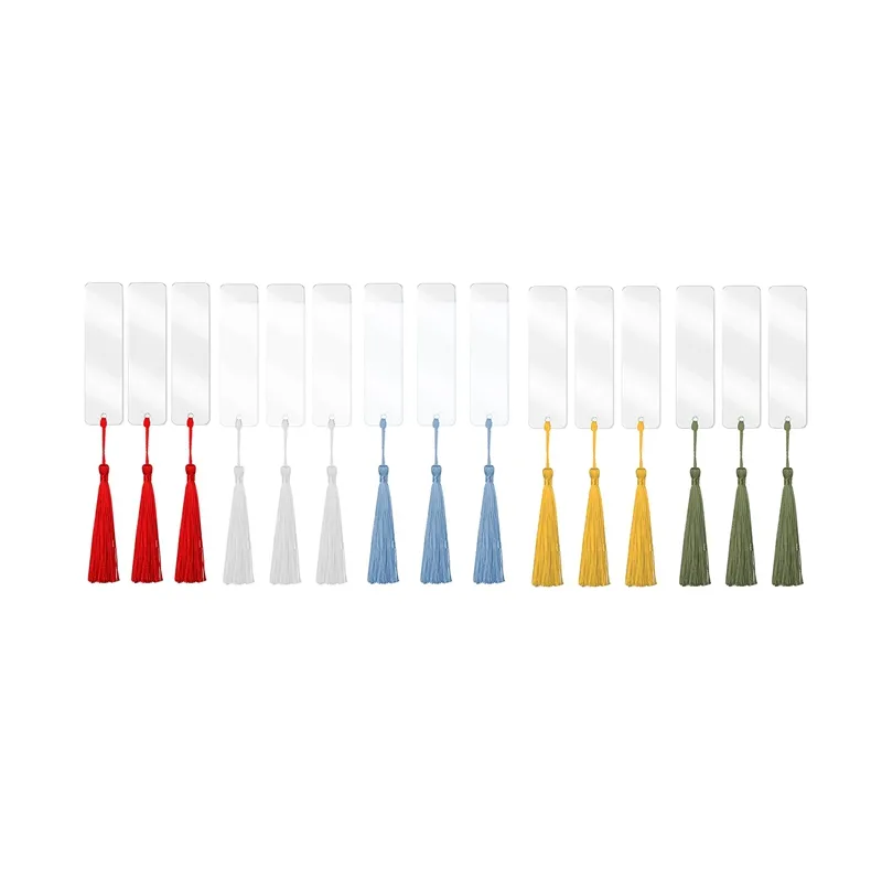 Lazada　Rectangle　Blank　15　Bookmark　Decors　Crafts　Colorful　Clear　DIY　Unfinished　PCS　Ornaments　Markers　with　Acrylic　PH　Book　Tassels