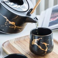 ANTOWALL Nordic Teacup Marble Golden Color Coffee Cup 250ml Water Cup Drinkware Black White Cups