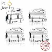 FC Jewelry Fit Original Pan Charms celet 925 Sterling Silver Scroll Book Graduation Beads For Making Student Berloque 2022