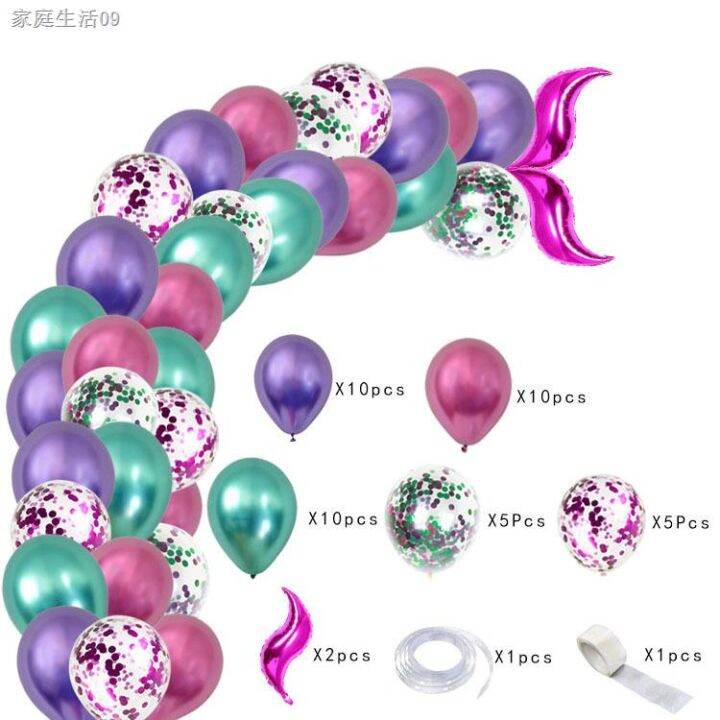 X-w ⊕Mermaid Birthday Party Balloon Garland Mermaid Tail Balloon Banner ...