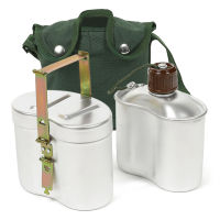 Portable Aluminum Canteen Set with Cup and Cover Outdoor Camping Cookware Mess Kit for Hiking Backpacking Picnic