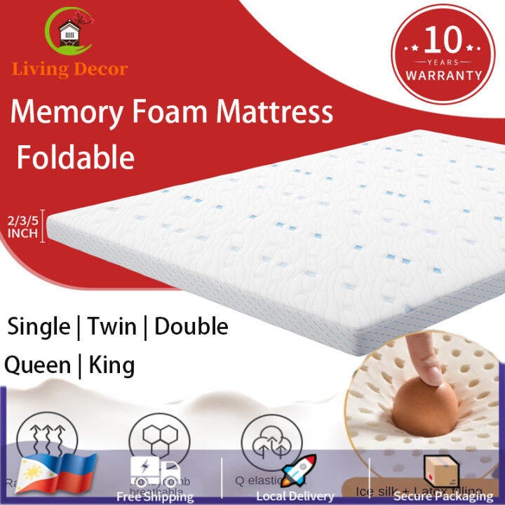 【PH stock，COD】234 inch Thickness Foldable Memory Foam Mattress Topper