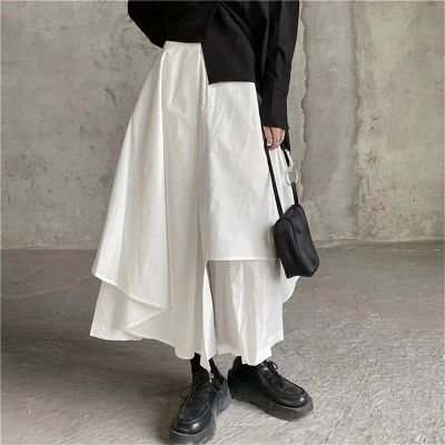 ‘；’ MEXZT Gothic Asymmetrical Cargo Skirts Women Streetwear Punk Irregular High Waist A Line Pleated Skirt Korean Hip Hop Midi Skirt