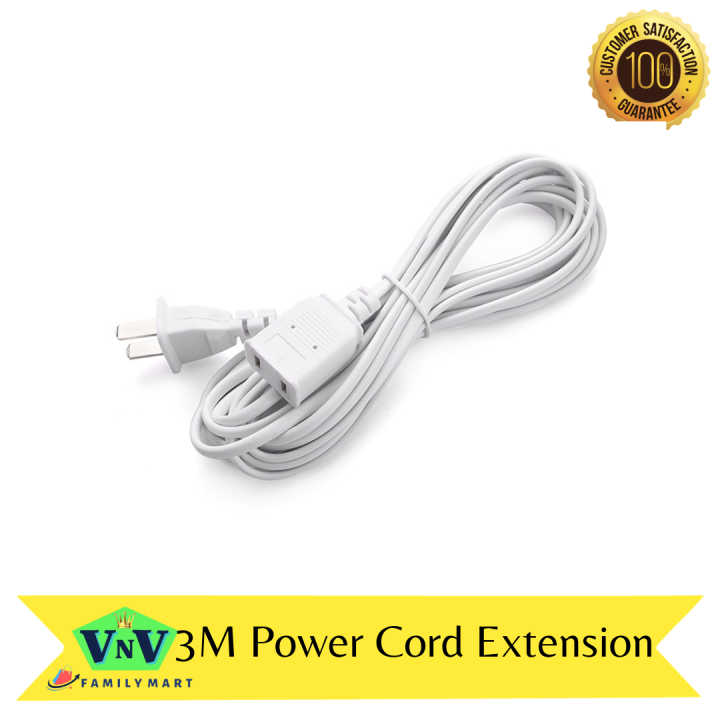 VNV 3M Power Cord Extension male Extension cord 2 pin Dual Portable