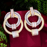 Soramoore Luxury Cubic Zircon Crystal CZ Nigerian Drop Dangle Earring For Women African Bridal Earring aretes de mujer modernos