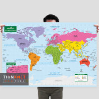 โปสเตอร์แผนที่ชุดรัฐกิจโลก 2 ภาษา แบ่งสีตามทวีป Political Map of the Worlds Continents