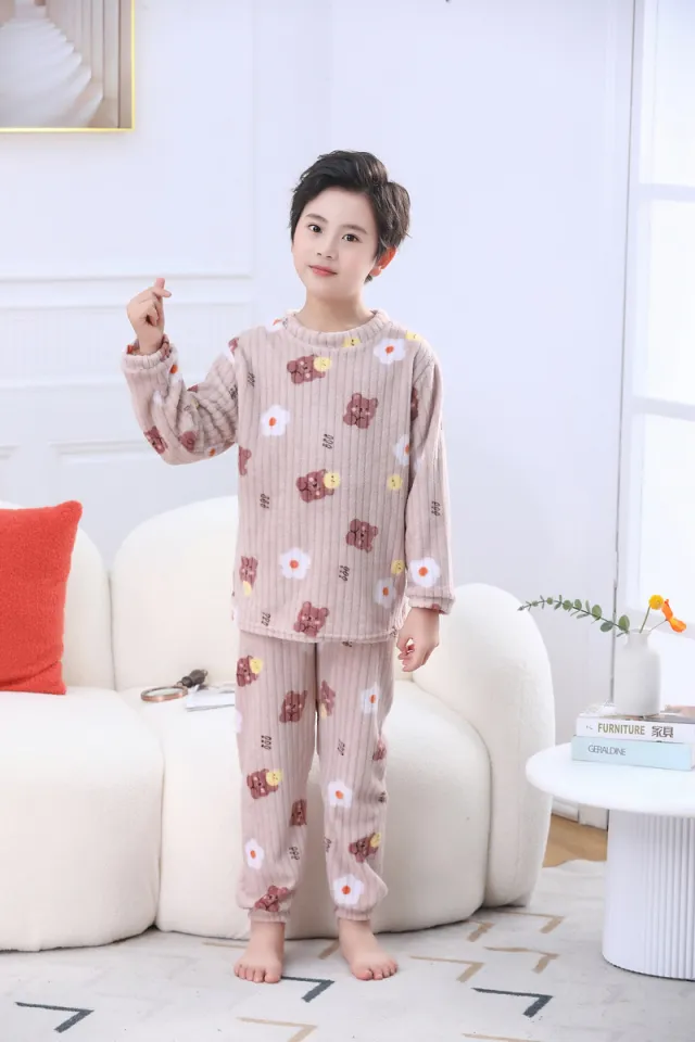 Girls Nighty-clothes Boy Satin Solid Color Pajamas Kids Sleepwear