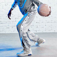 2021Basketball sports pants mens gray beam legs jogger pants full open buckle fashion button pants loose sweatpants trousers