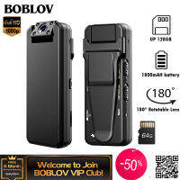 BOBLOV ตัวกล้อง A21 64กิกะไบต์เลนส์หมุน180 ° 8บันทึกชั่วโมงกล้องสวมใส่ร่างกาย HD 1080P เครื่องบันทึกวีดีโอประจำวันตัวกล้องสวมใส่ได้รองรับกล้องการบันทึก IR/วงแหวนกล้องวิดีโอสำหรับการจัดส่งพิซซ่า/พัสดุ