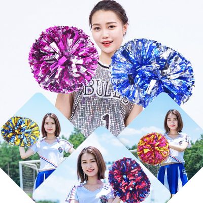 ；‘【； 1Pc Plastic Double Hole Handle Cheerleader Pom Poms Metallic Streamer Club Sport Supplies Dance Party Club Decorator Tools