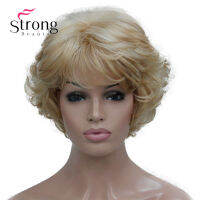 Short Thick Wavy Blonde Highlights Full Synthetic Wig Womens Wigs