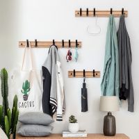 3/4/5 Hooks Wooden Wall Mounted Racks Home Decor Furniture Coat Rack Hat Clothes Hanger Kitchen Wall Brack Hanging Folding Hook