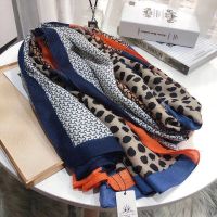 Luxury Brand Winter Scarf Ladies Cotton Warm Pashmina Raising Ladies Leopard Scarf Women Muslim Turban British Print