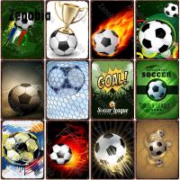 Metal Sign Soccer Goal Soccer League Metal Poster Football Trophy Retro Plate Plaque Sport Iron Painting for Bar Pub Decoration