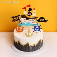 Pirate Cake Decor Birthday Party Decor Kids Cake Topper Skeleton Nautical Pirate Party Kids Skull Bone Cake Flag Halloween Decor