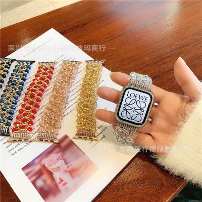 【Hot Sale】 Suitable for iwatch7 Elastic Bead Chain 654321 Generation/SE Color Stone Womens Fashion