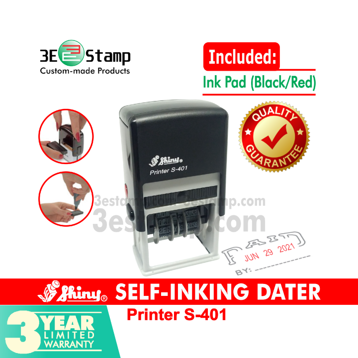 Shiny 401 / S401 / S-401 Self Inking PAID Stamp With Date [NEW STOCK ...