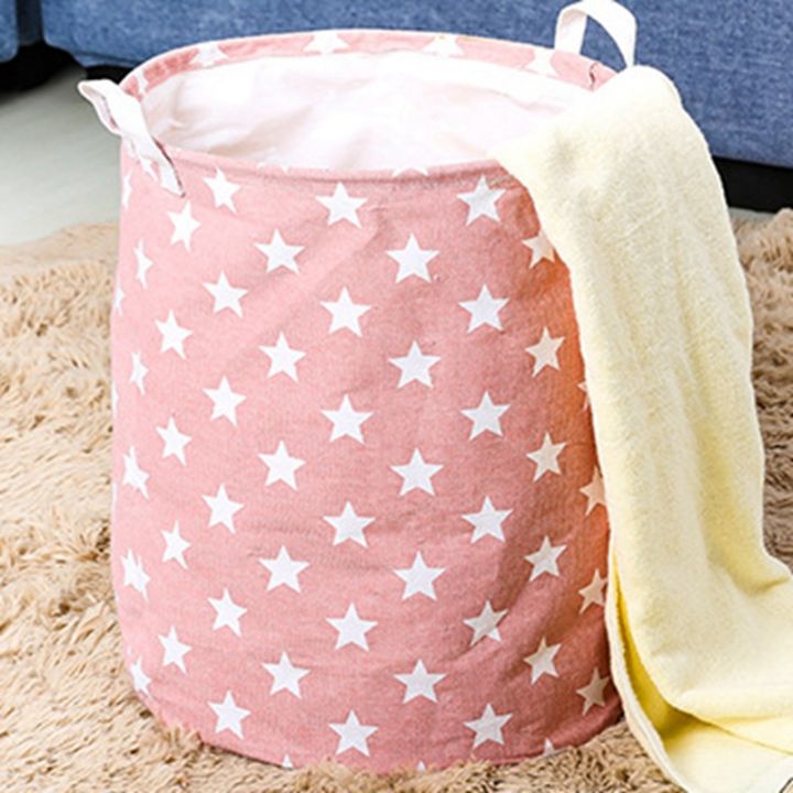 waterproof-collapsible-extra-large-drawstring-clothes-hamper-storage-with-handle-with-stylish-stars-design